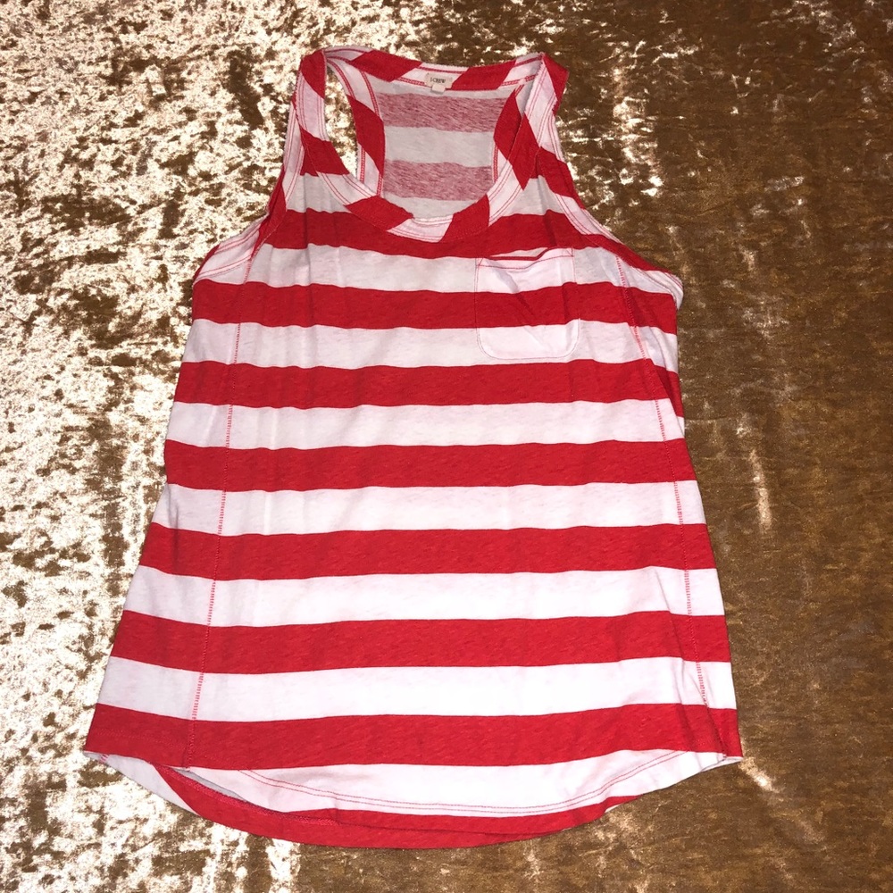 Coral and white striped J. Crew tank